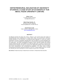 Centre for business and management. Pdf Entrepreneurial Inclination Of University Students A Case Study Of Students At Tun Abdul Razak University Unitar