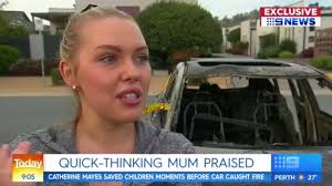 Moment 'superwoman' mum pulls her four-month-old baby and toddler, one,  from burning car seconds before it EXPLODES