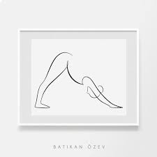 Yoga Print Printable Line Art Downward Dog Yoga Abstract Etsy Yoga Drawing Yoga Art Line Art