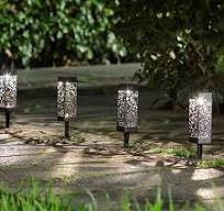 Uonlytech Solar Garden Lights Waterproof Hollow-Out Solar Ground Plug Light  Landscape Lighting Decor for Pathway Lawn Patio Driveway 6PCS