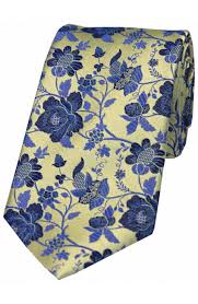 When is the best time to wear a floral tie? Soprano Gold With Blue Floral Pattern Silk Tie