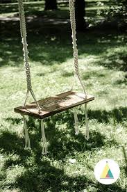 La Voltigeuse Family Room Teak Wood Handcrafted By Bohomontreal Macrame Swing Tree Swing Wood Tree Swing