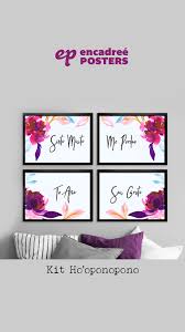 Hooponopono Sinto Muito Me Perdoe Eu Te Amo Sou Grata Kit Ho Oponopono Quadros Decorativos Com Frases Quadro De Flores Conjunto De Quadros