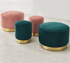 Modern Classic Design Upholstered Soft Cover Colorful Low Dining Stool Living Room Ottoma Loft Make Up Shoes Chang Pink Velvet Curtains Pouffe Colorful Stools
