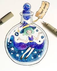 Pin By Annabelle M On Art Bottle Drawing Witch Drawing Witch Art