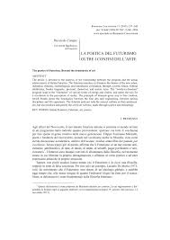 Il fondamento ideologico e filosofico del saggio. Pdf La Poetica Del Futurismo Oltre I Confini Dell Arte