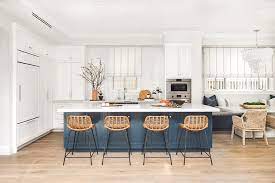 Casual home kitchen island bar station with hardwood counter top, stainless steel towel rack, 1 large drawer and lower storage, white. Kitchen Island Gas Cooktop Design Ideas