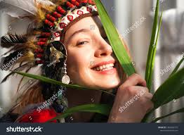 Indian Woman Hunter Close-up Portrait Beautiful Stock Photo 1502503175