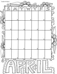 Wall calendar 2017 with ornament for coloring, anti stress coloring book, april kids activity calendar series. April Coloring Pages Doodle Art Alley