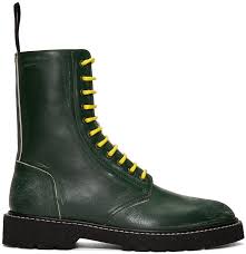 Maison Margiela Green Leather Distressed Boots Modesens Boots Leather Shoes Men Mens Leather Boots