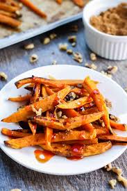 Add cinnamon and sugar to bowl and use your hand to toss sweet potato fries. Sweet Potato Fries With Walnuts Brown Sugar Sweet Chili Sauce Fit Mitten Kitchen