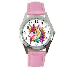 Taport Unicorn Pink Leather Strap Quartz Watch Kids Watches Fashion Watches Leather