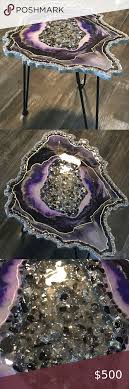 Real Amethyst Tourmaline Epoxy Resin Geode Table In 2020 Liquid Gold Leaf Epoxy Resin Table Epoxy
