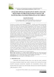 Rumus persamaan kuadrat pemfaktoran rumus persamaan kuadrat sempurna rumus persamaan kuadrat yang akar akarnya rumus pertidaksamaan kuadrat rumus x12x22 soal cerita persamaan kuadrat kelas 9. Pdf Analisis Tingkat Kesulitan Siswa Dalam Kemampuan Menyelesaikan Masalah Matematika Materi Persamaan Kuadrat
