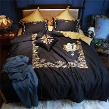 4.3 out of 5 stars. Luxury Egypt Cotton Black Gold Crown Bedding Set Embroidery Silky Duvet Cover Sets Bed Sheet Pillowcases Queen King Size 4 6 7pc Bedding Sets Aliexpress
