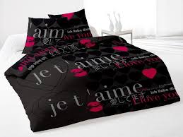 Parure 4 Pieces True Love Noir Pour Lit 2 Places Comforter Sets Comforters True Love