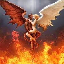 Desene de colorat cu fete usoare. Angels And Devils 40x40cm Diamond Paintings On The Fire Buy At A Low Prices On Joom E Commerce Platform