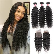 Deep wave sew in bob. Brazilian Deep Wave 3 Bundles With Lace Closure Supernova Hair