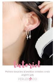 Petites Boucles D Oreilles Creoles Croix Argent 925 Petites Boucles Petites Boucles D Oreilles Boucles