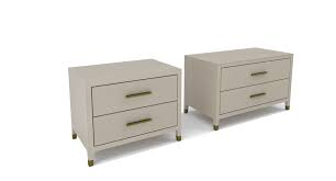 Transitional style nightstand featuring three storage drawers and gray shagreen finish with brushed gold ring pulls. Restoration Hardware Graydon Nightstand 001 3d Model Max Obj 3ds Fbx Dwg