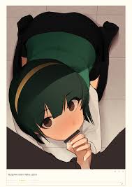 ch2haya p, otonashi kotori, idolmaster, idolmaster (classic), odaibako,  absurdres, highres, 1boy, 1girl, bar censor, black skirt, black thighhighs,  blush, border, brown eyes, censored, fellatio, fingernails, full body,  green hair, green vest, hairband,