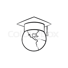 2 sketch a circle for each finger that will connect to the palm. Globe In Graduation Cap Hand Drawn Stock Vector Colourbox