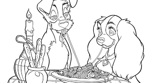 Lady & the tramp coloring pages. Disney Lady And The Tramp Coloring Pages
