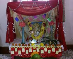 Any type of thermocol work like as puja pandal,wedding. Saraswati Puja Decoration Saraswati Pooja Vasant Panchami Pooja Room Pooja Room Designs Decoration For Saraswati Pooja