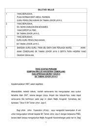 Smk dato mohd taha peringkat sekolah teks ucapan. Teks Ucapan Perasmi Majlis Anugerah Cemerlang Dan Apresiasi Tahun 6 Sk Taman Johor Jaya 5 Flip Ebook Pages 1 4 Anyflip Anyflip