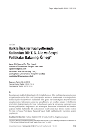 Aile, çalışma ve sosyal hizmetler bakanlığı. Pdf Halkla Iliskiler Faaliyetlerinde Kullanilan Dil T C Aile Ve Sosyal Politikalar Bakanligi Ornegi