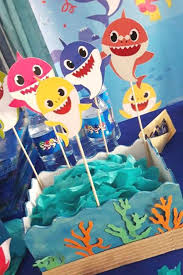Baby Shark Birthday Party Ideas Photo 4 Of 7 Shark Party Decorations Shark Birthday Party Boy Birthday Parties
