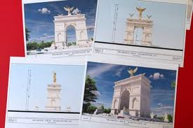 trump triumphal arch design with Lady Liberty in Washington
