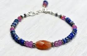 Orange Carnelian Pink Sapphire Beads Lapis Lazuli Gemstone Etsy Intention Bracelets Bracelet Gift Beautiful Bracelet