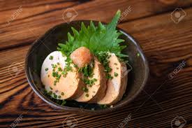 Japanese Ankimo, Monkfish Liver With Ponzu Sauce Stock Photo, Picture and  Royalty Free Image. Image 128796526.