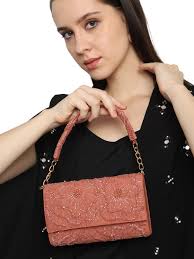 Buy Online MarkQues EVA Golden Quilted Shoulder Handbag