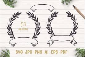 Download Laurel Leaf Ribbon Banner Svg Floral Monogram Wedding Sign 403357 Cut Files Design Bundles
