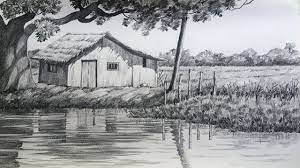 Landscape Drawing In Pencil Village Scenery Drawing House Drawing Youtube This video is all about the drawing and shading techniques.it shows how to draw objects in an easy manner,a simple sketch of a easy and simple village.
