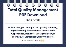 Unlike external factors, it is completely possible to control the quality of. Total Quality Management Pdf Notes Management Operations Management Pdf