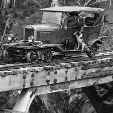 Vintage railway track inspection vehicle