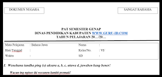 Soal pts ganjil bahasa jawa kelas 10 tahun 2021.kali ini admin ilmuguru.org akan memberikan latihan soal dan kunci jawaban uts/pts bahasa jawa khususnya kelas x tingkat sma/ma semester 1 kurikulum 2013 tahun 2021/2022 untuk bisa kamu pelajari untuk menghadapi ujian nanti. Soal Jawaban Pat Bahasa Jawa Kelas 6 Semester 2 Tahun 2021 Pembimbing