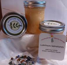 8oz Soy Candle With Gemstone Charm Surprise Hidden Inside Etsy Soy Candles Glass Jars With Lids Gemstone Charms