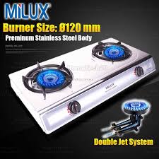Lama dah dok cari dapur nih. Milux Double Burner Gas Stove Gas Cooker Stainless Steel Cooker Top Double Jet System