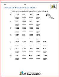 Math Worksheets 3rd Grade Ordering Numbers To 10000