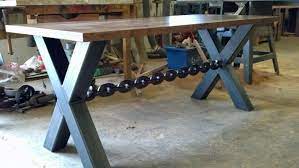 Custom Computer Desk Metal Legs With A Welded Chain Welded Furniture Woodworking Desk Plans Metal Furniture