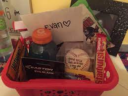 Include your sweetie's favorite colors or special foods and treats. Baseball Boyfriend Gift Basket Boyfriend Gift Basket Baseball Boyfriend Gifts Baseball Boyfriend