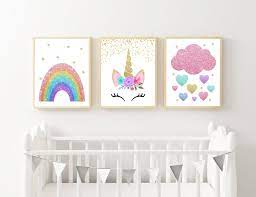 Girl Nursery Wall Decor Unicorn Nursery Decor Unicorn Etsy Nursery Wall Decor Girl Girl Nursery Wall Gold Nursery Decor