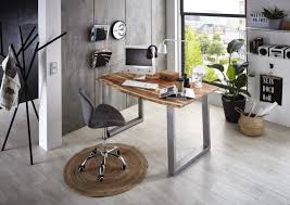 Schreibtisch 120 cm online kaufen bei otto › große auswahl top service top marken ratenkauf & kauf auf rechnung möglich › jetzt bestellen! Baumkante Schreibtisch Massiv Akazie Natur 120x80 Silber Palma