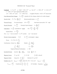 Physics 2 Formulas Almost Every Formula You Need Physics