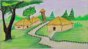 How To Draw A Scenery Of A Remote Village Step By Step With Oil Pastel Oil Pastel Drawings Drawing Classes For Kids Our easy drawing ideas are based on simple lines and shapes. how to draw a scenery of a remote