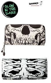 Banned Apparel Glow In The Dark Skeleton Wallet Black Skull Face Rockabilly Set Bannedapparel Envelope Black Skulls Skull Face Skull Clothing